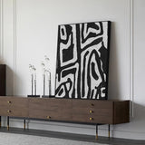 Wall Art 80cmx120cm Abstract Black Artwork Black Frame Canvas - Side View