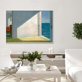 Wall Art 80cmx120cm Room By The Sea By Edward Hopper White Frame Canvas - Front View