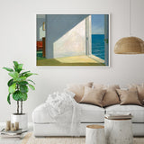 Wall Art 80cmx120cm Room By The Sea By Edward Hopper White Frame Canvas - Side View