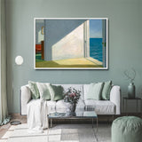 Wall Art 80cmx120cm Room By The Sea By Edward Hopper White Frame Canvas - Top-Down View
