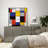 Wall Art 50cmx50cm Large Composition A By Piet Mondrian Black Frame Canvas - Side View