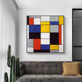 Wall Art 80cmx80cm Large Composition A By Piet Mondrian Black Frame Canvas - Front View