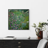 Wall Art 60cmx60cm Italian garden by Gustav Klimt Black Frame Canvas - Front View