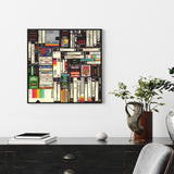 Wall Art 70cmx70cm Book Black Frame Canvas - Front View