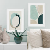 Abstract Green Circle Wall Art Set - 90cm x 135cm Framed Canvas Prints - Front View