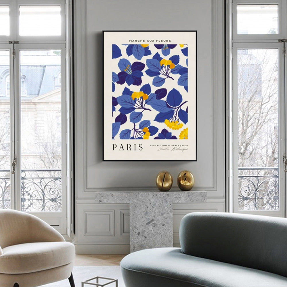 Parisian Floral Market Canvas Art - 40cm x 60cm with Black Frame