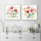 Wall Art 60cmx60cm Florals 2 Sets Gold Frame Canvas