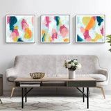 Wall Art 50cmx50cm Colourful 3 Sets Black Frame Canvas - Front View