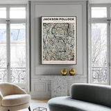 Wall Art 60cmx90cm Jackson Pollock Exhibition III Black Frame Canvas - Front View