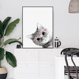 Wall Art 80cmx120cm Cat With Glasses Black Frame Canvas - Side View