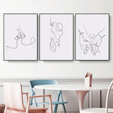 Wall Art 40cmx60cm Couples 3 Sets Black Frame Canvas - Side View