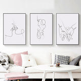Wall Art 60cmx90cm Couples 3 Sets Black Frame Canvas - Front View