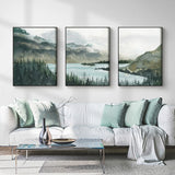 Wall Art 50cmx70cm Landscape 3 Sets Black Frame Canvas - Front View