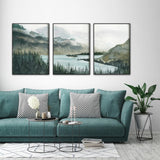 Wall Art 50cmx70cm Landscape 3 Sets Black Frame Canvas - Side View