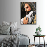 Wall Art 70cmx100cm Back In His Arms Black Frame Canvas - Front View