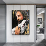 Wall Art 70cmx100cm Back In His Arms Black Frame Canvas - Side View