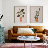 Boho Botanical Canvas Wall Art Set with Gold Frames - 80cm x 120cm - Front View
