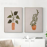 Wall Art 60cmx90cm Boho Botanical Art 2 Sets Gold Frame Canvas - Side View