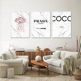 Wall Art 50cmx70cm Fashion Perfume 3 Sets White Frame Canvas - Front View