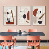 Abstract Line Art Set by Picasso - 80cm x 120cm Canvas Prints in Black Frame (3 Pieces) - Front View