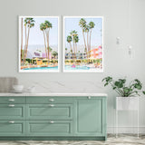 Wall Art 50cmx70cm Saguaro Hotel 2 Sets White Frame Canvas - Front View