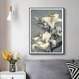 Wall Art 50cmx70cm Floral Lily II Black Frame Canvas - Front View