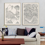 Wall Art 70cmx100cm Line Art Mountain 2 Sets Gold Frame Canvas - Side View