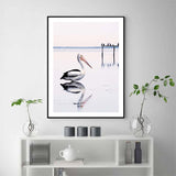 Wall Art 80cmx120cm Pelican Black Frame Canvas - Top-Down View