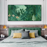 Wall Art 60cmx120cm The Equatorial Jungle Green Forest By Henri Rousseau Black Frame Canvas - Front View