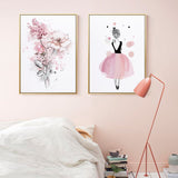 Wall Art 60cmx90cm Dancing Ballerina in Paris 2 Sets Gold Frame Canvas - Front View