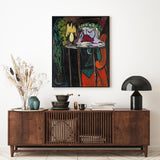 Wall Art 80cmx120cm Reading Girl by Pablo Picasso Black Frame Canvas - Front View