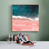Wall Art 70cmx70cm Pink Sea Wood Frame Canvas - Front View