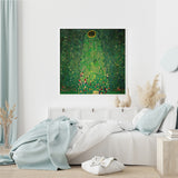Wall Art 60cmx60cm Sunflower by Gustav Klimt White Frame Canvas - Front View
