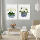 Elegant Floral Canvas Wall Art Set with White Frame - 100cm x 150cm - Front View