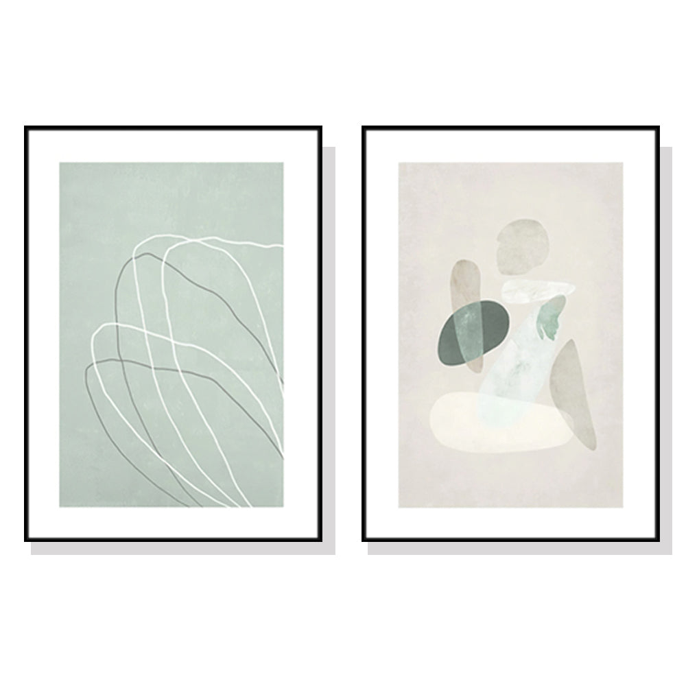 Abstract Body and Lines Canvas Art Set - 80x120cm with Black Frame