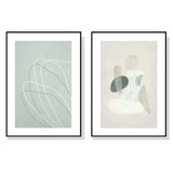 Abstract Body and Lines Canvas Art Set - 80x120cm with Black Frame