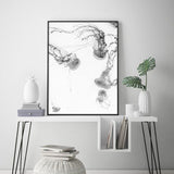 Wall Art 60cmx90cm Jellyfish Black Frame Canvas - Side View