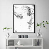Wall Art 60cmx90cm Jellyfish Black Frame Canvas - Top-Down View