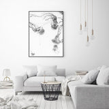 Wall Art 70cmx100cm Jellyfish Black Frame Canvas - Front View