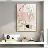 Wall Art 80cmx120cm Abstract Pink Gold Frame Canvas - Front View