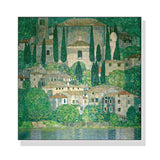 Gustav Klimt's Kirche In Cassone - 100cm x 100cm Canvas Wall Art with White Floating Frame
