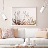 Wall Art 70cmx100cm Pure Protea II White Frame Canvas