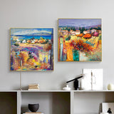 Wall Art 70cmx70cm Estate Italiana 2 Sets Gold Frame Canvas - Front View