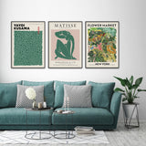 Wall Art 60cmx90cm Flower Market, Matisse Print, Yayoi Kusama 3 Sets Black Frame Canvas - Side View