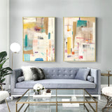 Wall Art 60cmx90cm Sonder By Jean Kenna 2 Sets Gold Frame Canvas - Front View