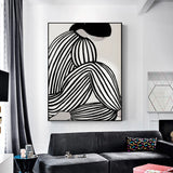Wall Art 50cmx70cm Mid Century Figure Black Frame Canvas - Front View