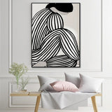 Wall Art 50cmx70cm Mid Century Figure Black Frame Canvas - Top-Down View