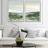 Watercolor Landscape Canvas Art Set with Black Frames - 80cm x 120cm - Side View