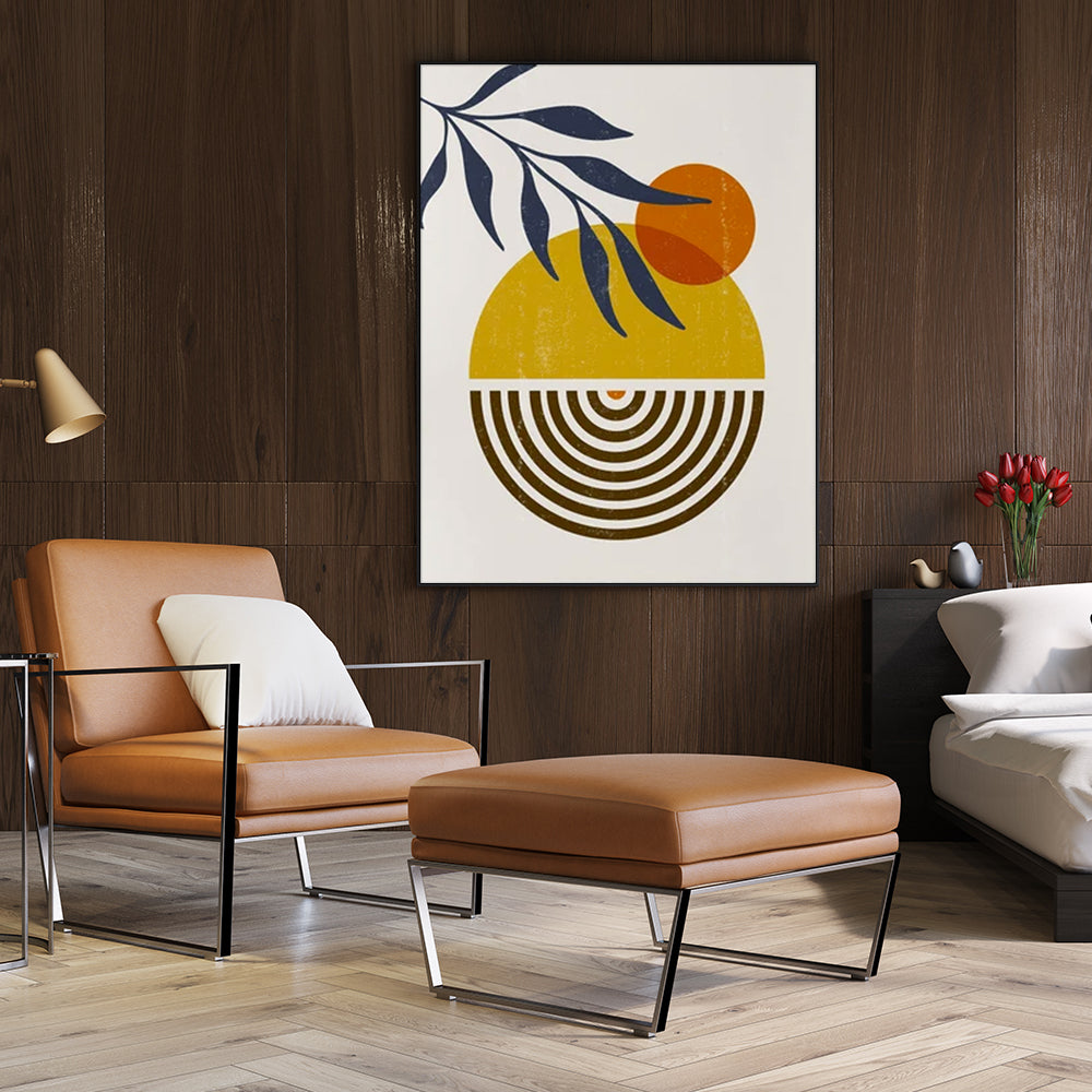 Celestial Harmony: Framed Canvas Art of Sun and Moon (90cm x 135cm)