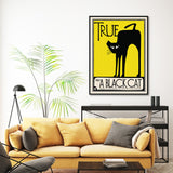 Wall Art 70cmx100cm Black Cat Black Frame Canvas - Front View